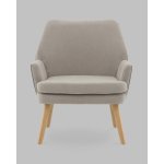 Кресло Харви серый с серой экокожей деревянные ножки