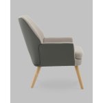 Кресло Харви серый с серой экокожей деревянные ножки