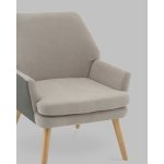 Кресло Харви серый с серой экокожей деревянные ножки