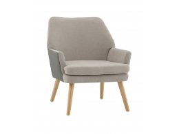 Кресло Харви серый с серой экокожей деревянные ножки