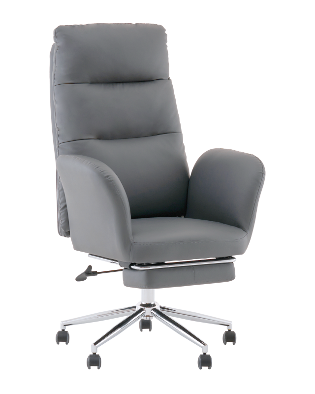 Кресло руководителя TopChairs Solid с оттоманкой серый