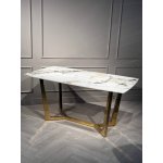 Стол обеденный Ланс DT-2852M,160х90х75 см, белая керамика/золотой