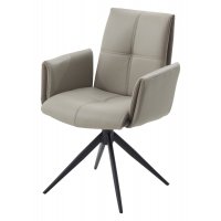 Стул STIG 360 град. поворот.  HF017-11 / HF017-12 Бежевый, экокожа / Черный каркас, ®DISAUR