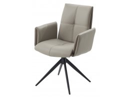Стул STIG 360 град. поворот.  HF017-11 / HF017-12 Бежевый, экокожа / Черный каркас, ®DISAUR