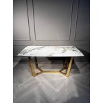 Стол обеденный Ланс DT-2852M,160х90х75 см, белая керамика/золотой