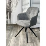 Стул НОРМАН 360 град., цвет BELLA-13/CYPRUS-10 серый, шенилл/замша / черный каркас М-City