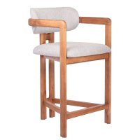 Стул полубарный Rich рогожка бежево-голубая с ножками цвета орех