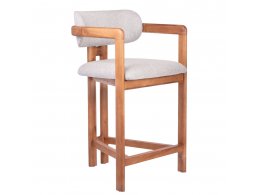 Стул полубарный Rich рогожка бежево-голубая с ножками цвета орех