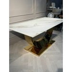 Стол обеденный Прайм IST-801, 180х90х76 см, жемчужный белый/золотой