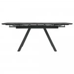 Стол Arthur раскладной 120-184x80x75см, керамогранит серый мрамор Greys Grey, чёрный