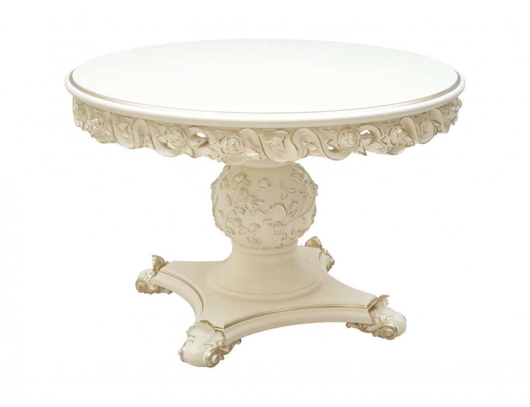 601-76 ЭСТЕЛЛА  ОБЕДЕННЫЙ СТОЛ (1,2м круглый) , цвет-белый жемчуг